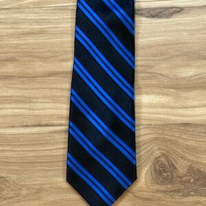 Bruno Piattelli Men’s Silk Tie Blue Black Striped 3 3/8”